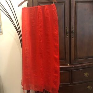 Elegant Bright Red Sheer Scarf